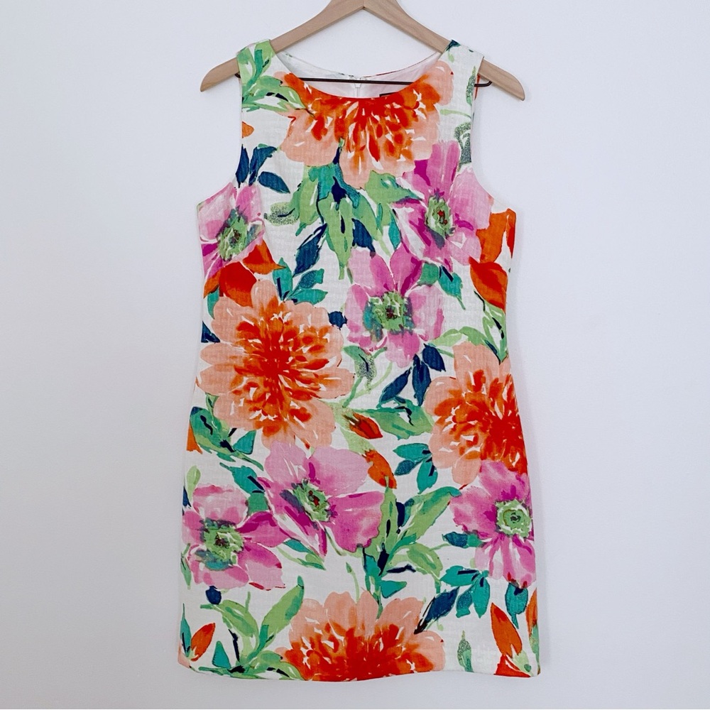 Jessica Howard Pink Coral Floral Sleeveless Sheath Dress - 12 Petite